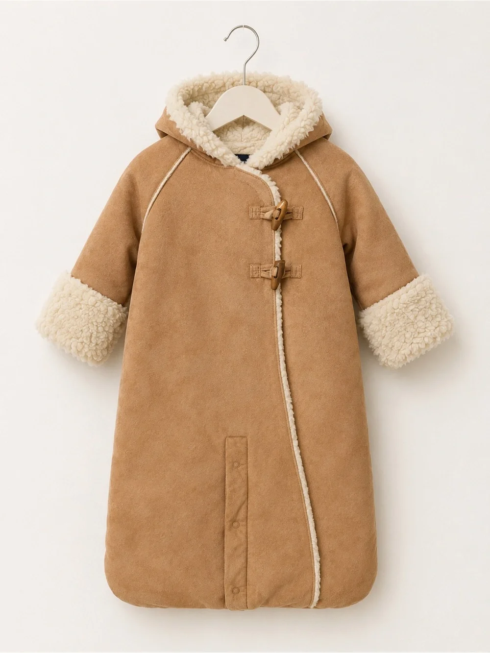 babyGap Faux Shearling Teddy Bear Hooded Bunting Pram Coat 6-12M Camel